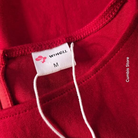 WIHOLL Dress Womens Medium Red Sleeveless Sheath Bodycon Stretch Knit Back Zip - Picture 10 of 14